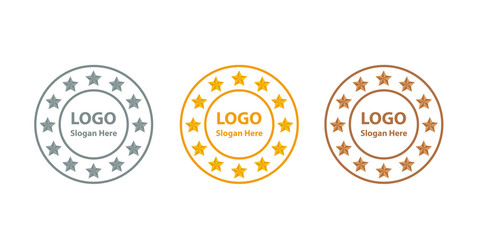 logo design - golden,silver and bronze stars circle illustration vector 