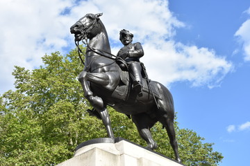 Fototapeta na wymiar Sculpture of George, Duke of Cambridge, who was field marshal of Great Britain Whitehall, London