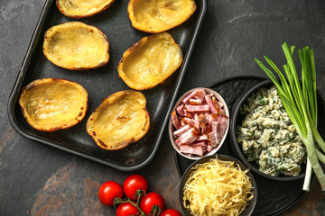 Preparing of tasty potato for stuffing