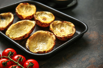 Preparing of tasty potato for stuffing
