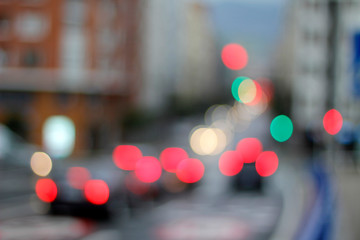Traffic lights with bokeh effect