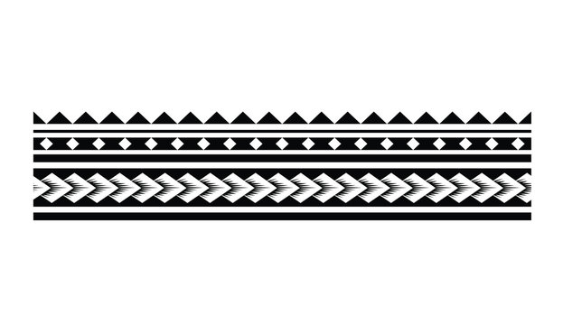 Fototapeta Tattoo tribal maori pattern bracelet, polynesian ornamental  border design seamless vector