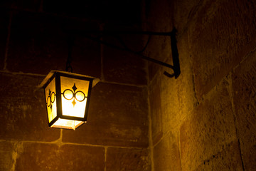 Lantern in dark hall