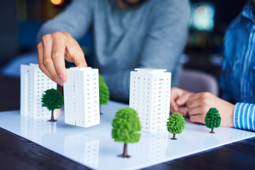 Shot of architectural model on office table