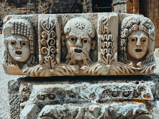 Lycian tombs of Mira Fragments of Sculptural compositions in the necropolis of Lycian tombs carved into the rock