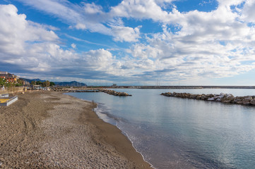 The beach of Chiavari, Liguria, Italy