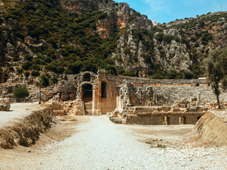 Amphitheater of the ancient city Mira Landscape with ancient Greek amphitheater in Demre