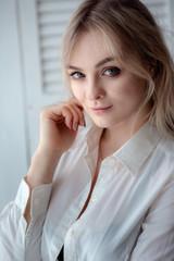 Portrait of nice adorable attractive graceful woman