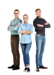 Group of young business people on white background