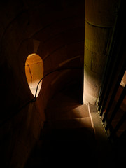 light through a dark stairway