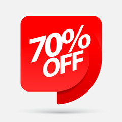 Sale of special offers. Discount with the price is 70 . An ad with a red tag for an advertising campaign at retail on the day of purchase. vector illustration