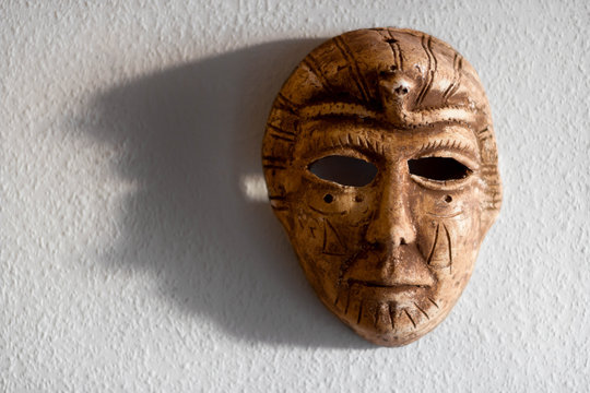 African mask Hanibal on a white wall