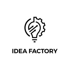 light bulb gear arrow line logo design inspiration