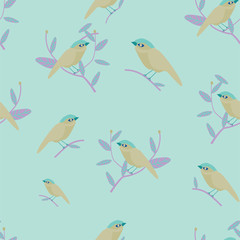 lovebird seamless pattern hand drawn vector