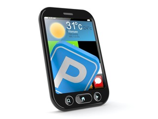 Parking symbol inside smartphone