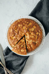 Sliced pie on a plate, minimal serving