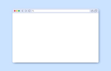 Browser window. Window internet browser concept in flat style. Template design of computer or internet frame. Blank screen web browser.