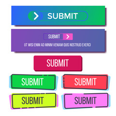 Fototapeta premium Collection Of Bright Button Submit Set Vector. Different Bright Design Trendy Detail For Web Interface Or Gradient Mobile App Submit. Stylish Modern Site Element Template Flat Illustration