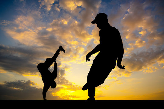 Illustration Of Breakdance Performer At Sunset