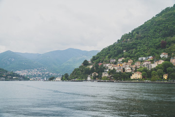 Fototapeta premium Brunate mountain view from the Como lake.