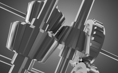 metal gears concept background. 3d illustration