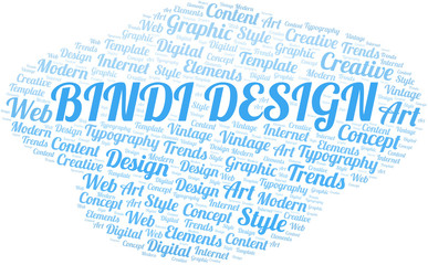 Bindi Design word cloud. Wordcloud made with text only.