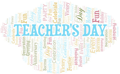 Teacher's Day Word Cloud. Wordcloud Made With Text.