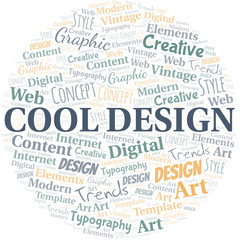 Cool Design word cloud. Wordcloud made with text only.