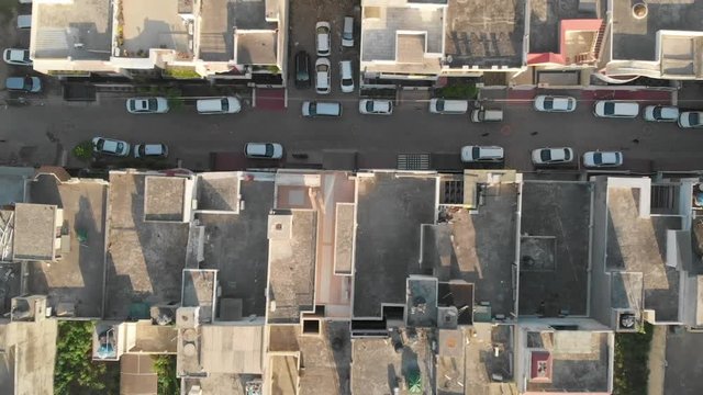 An aerial over the Basant Avenue Morning in summers, An Urban City located in Ludhiana Punjab India, skyline rooftop .