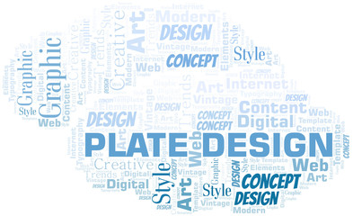 Plate Design word cloud. Wordcloud made with text only.