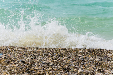 pebble beach and sea waves