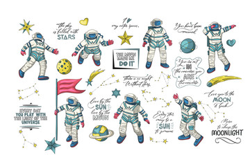 Astronaut vector set.