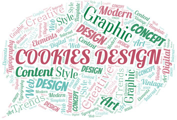 Cookies Design word cloud. Wordcloud made with text only.