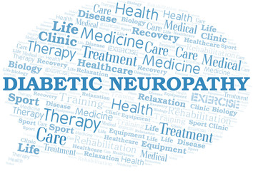 Fototapeta premium Diabetic Neuropathy word cloud. Wordcloud made with text only.