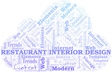 Obraz premium Restaurant Interior Design word cloud. Wordcloud made with text only.
