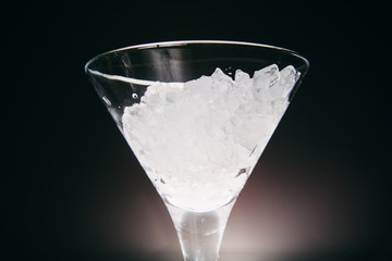 Martini glass full of ice