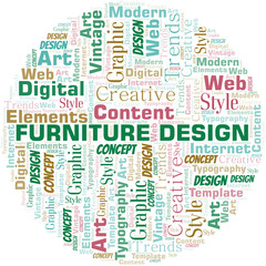 Furniture Design word cloud. Wordcloud made with text only.