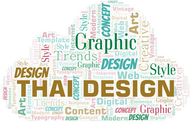Fototapeta premium Thai Design word cloud. Wordcloud made with text only.