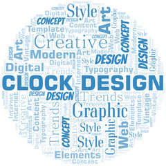 Obraz premium Clock Design word cloud. Wordcloud made with text only.