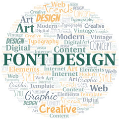 Font Design word cloud. Wordcloud made with text only.