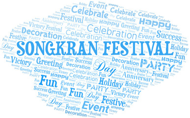 Songkran Festival Word Cloud. Wordcloud Made With Text.