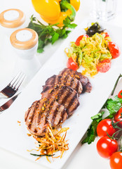 Hot Meat Dishes - Veal Medallions with Zucchini and Cherry Tomato