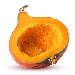 Fresh red hokkaido pumpkin cut in half without seeds