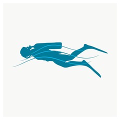 Silhouette of diver. Icon diver. The concept of sport diving.