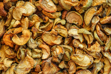 Dried fruits apples background texture