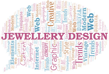 Jewellery Design word cloud. Wordcloud made with text only.