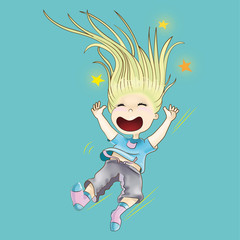  Happy girl flies in a jump.