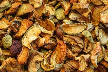 Dried fruits apples background texture