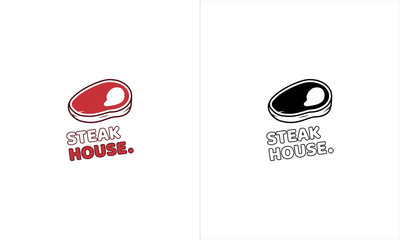 Steak House logo design modern food and meat