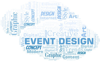 Event Design word cloud. Wordcloud made with text only.